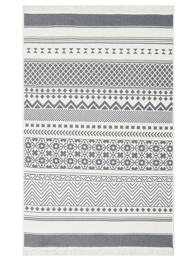 Maya 100% Natural Cotton Washable Double Sided Living Room Kitchen Hallway Modern Rug 07 GREY