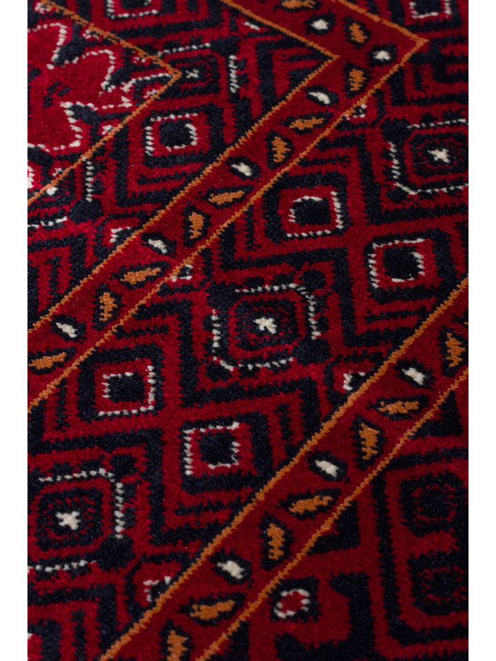 Paghman Series Afghan Patterned Viscose Dense Woven Non-Slip Based Thin Machine-Made Carpet 02 RED