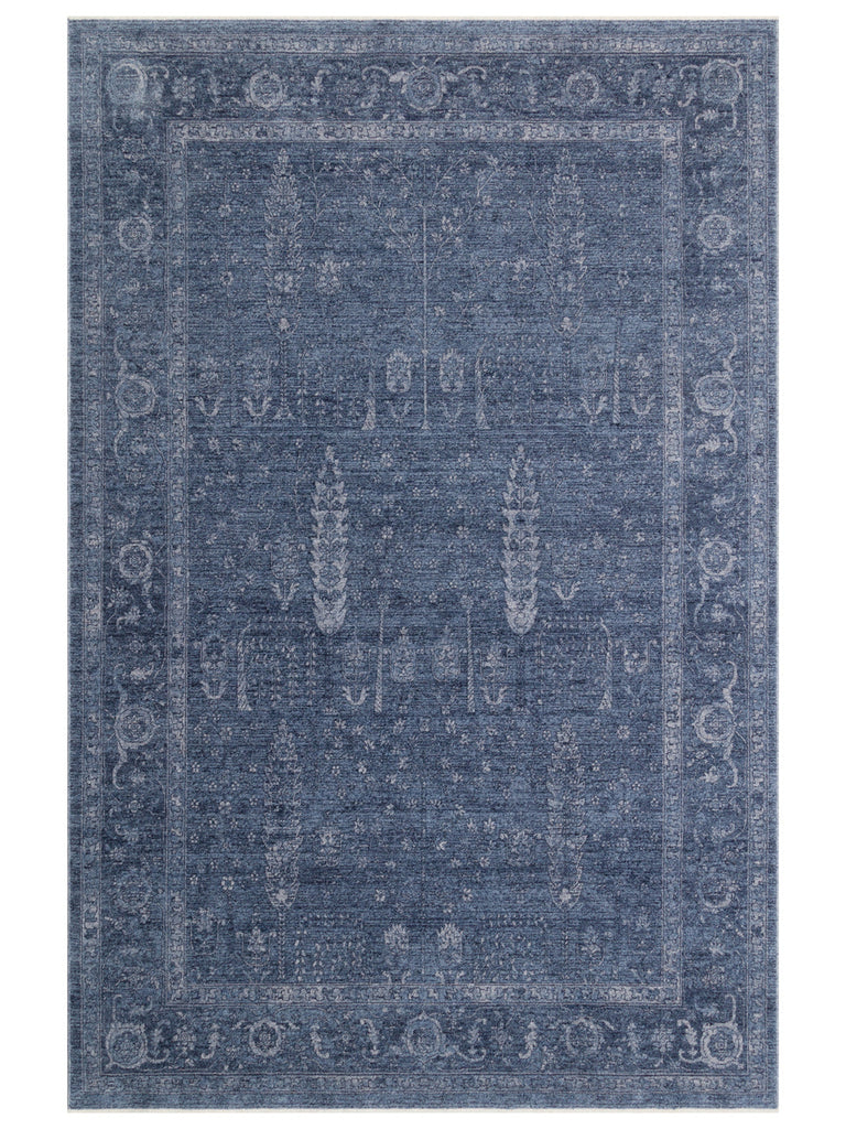 Tabriz Series Vintage Antique Patterned Modern Soft Textured Carpet 03 NAVY