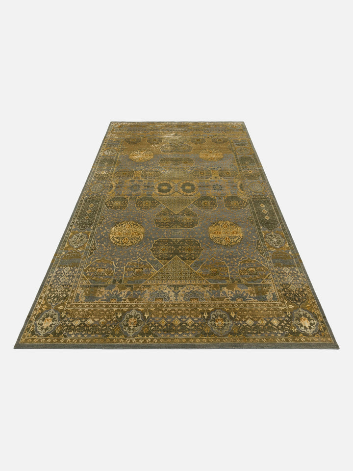 El dokuma Hindistan Jaipur halı Mineral Gri 198x295 cm stüdyo çekimi perspektif