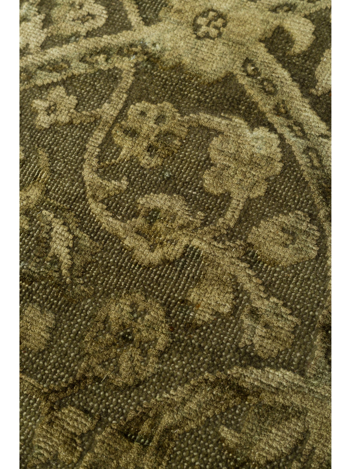 El dokuma Hindistan Jaipur halı Taş Yeşili 193x297 cm doku yakın çekim detay