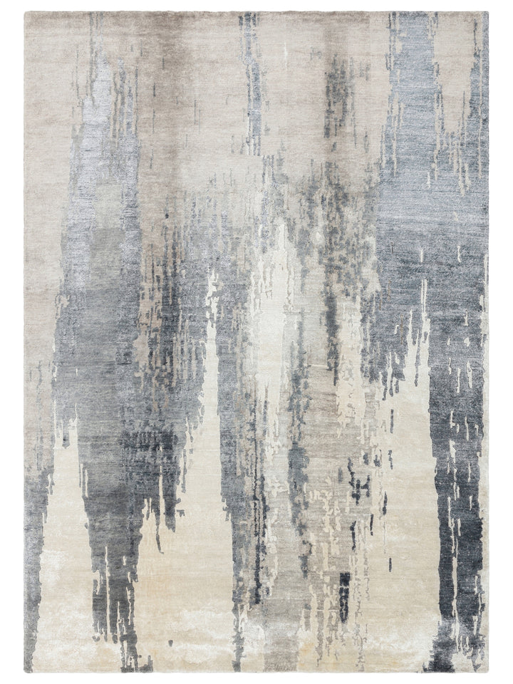 El dokuma Hindistan Jaipur halı Krem Gri 170x240 cm kuşbakışı üstten görünüm