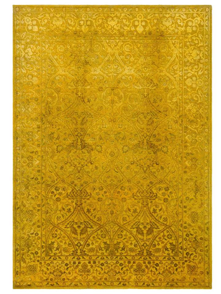 El dokuma Hindistan Jaipur halı Altın Sarı 168x239 cm kuşbakışı üstten görünüm