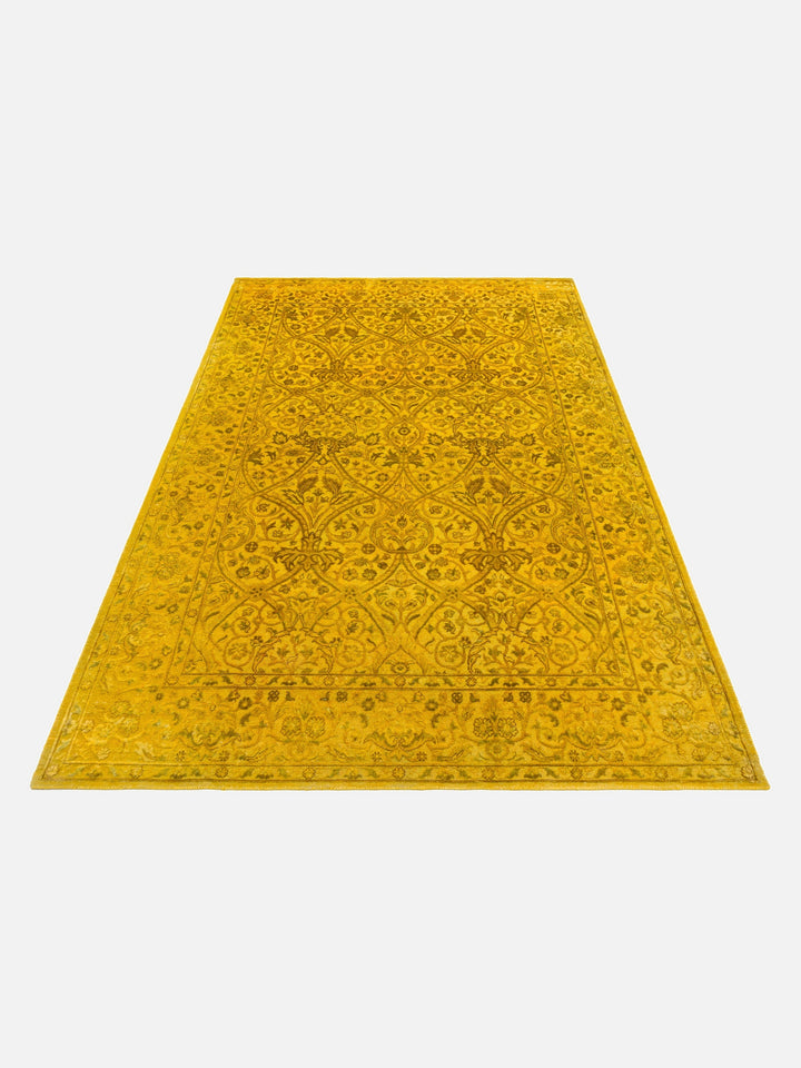El dokuma Hindistan Jaipur halı Altın Sarı 168x239 cm stüdyo çekimi perspektif