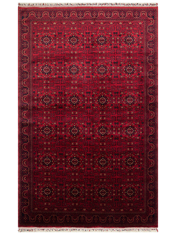 Kabil Afgan Desenli El Emeğiyle Özel Tezgahlarda Üretilen TENCEL™ Uşak Halısı 960 RED - Carpetdocia