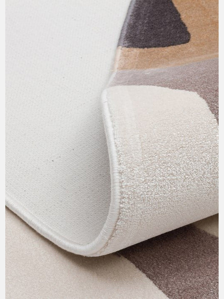 Monza Art Geometrik Desenli Yüksek Kalite Sık Dokuma Parlak Modern Salon Halısı 06 CREAM GREY - Carpetdocia