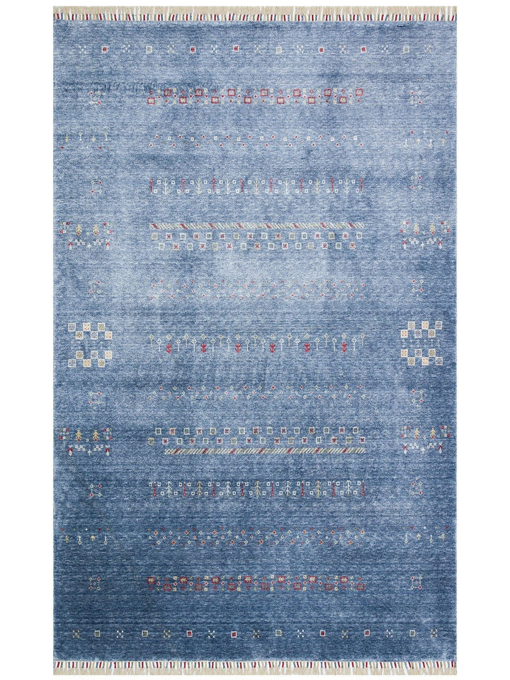 Oushak Carnaval Alfombra Uşak Moderna TENCEL™ 100% Natural, Fácil de Limpiar, Hecha a Mano 06 BLUE