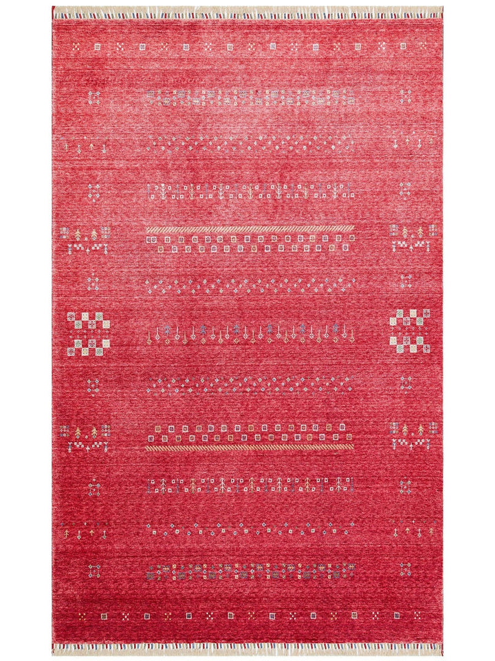 Oushak Carnaval Alfombra Uşak Moderna TENCEL™ 100% Natural, Fácil de Limpiar, Hecha a Mano 06 RED