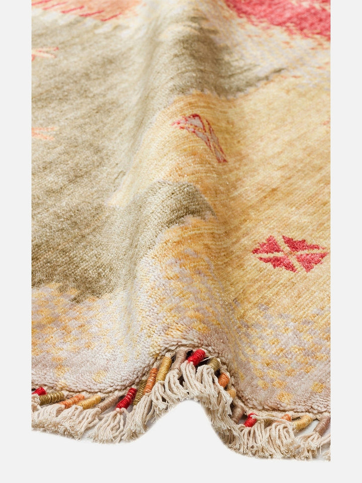 Oushak Carnaval %100 Naturel Kolay Temizlenir El Emeğiyle Üretilen TENCEL™ Modern Uşak Halısı 07 BEIGE AUTUMN Q - Carpetdocia
