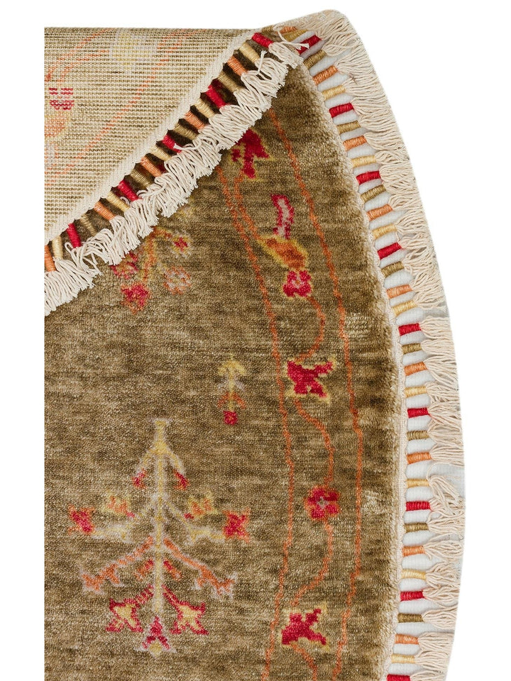 Oushak Carnaval Alfombra Uşak Moderna TENCEL™ 100% Natural, Fácil de Limpiar, Hecha a Mano 08 GREEN AUTUMN Q