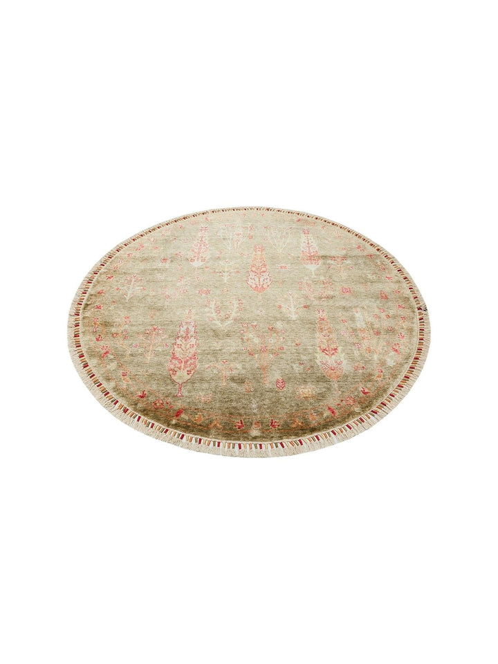 Oushak Carnaval Alfombra Uşak Moderna TENCEL™ 100% Natural, Fácil de Limpiar, Hecha a Mano 08 GREEN AUTUMN Q