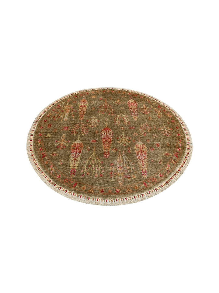 Oushak Carnaval Alfombra Uşak Moderna TENCEL™ 100% Natural, Fácil de Limpiar, Hecha a Mano 08 GREEN AUTUMN Q