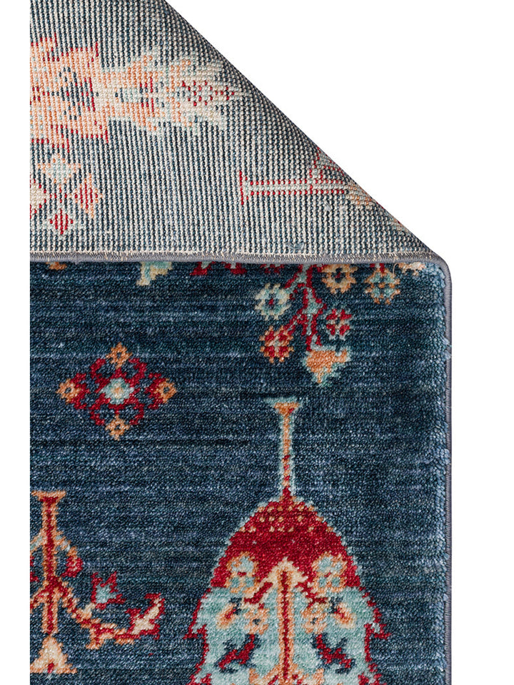 Oushak Carnaval alfombra moderna Uşak hecha a mano con TENCEL™ 100% natural, fácil de limpiar 08 NAVY TURQUOISE