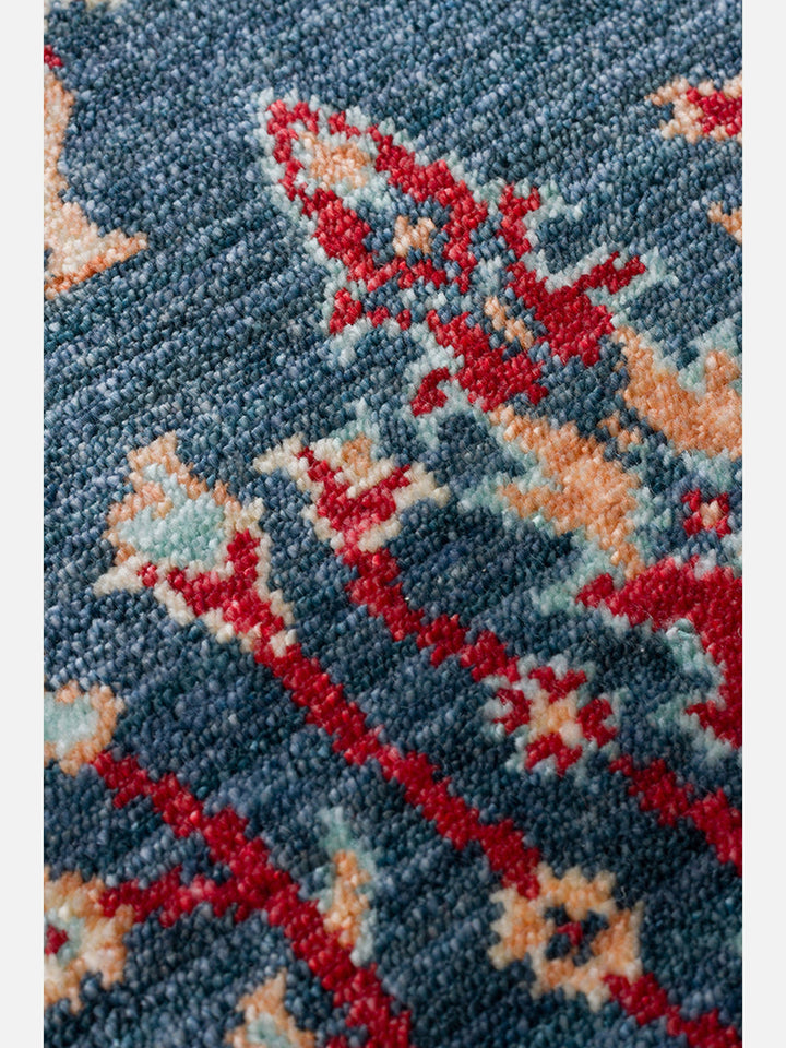 Oushak Carnaval %100 Naturel Kolay Temizlenir El Emeğiyle Üretilen TENCEL™ Modern Uşak Halısı 08 NAVY TURQUOISE - Carpetdocia