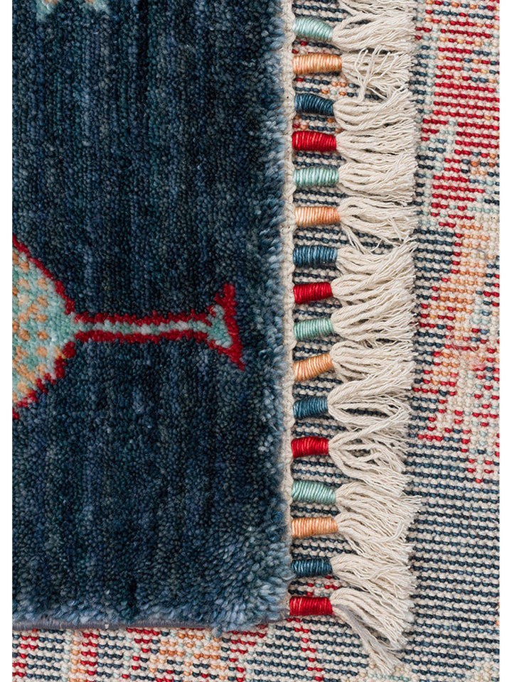 Oushak Carnaval alfombra moderna Uşak hecha a mano con TENCEL™ 100% natural, fácil de limpiar 08 NAVY TURQUOISE