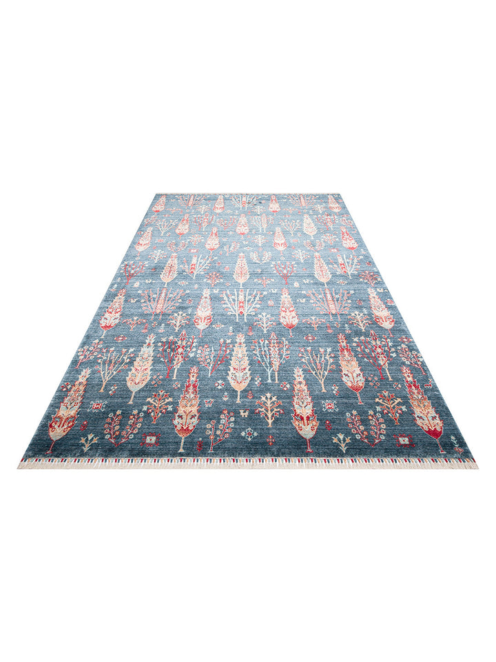 Oushak Carnaval alfombra moderna Uşak hecha a mano con TENCEL™ 100% natural, fácil de limpiar 08 NAVY TURQUOISE