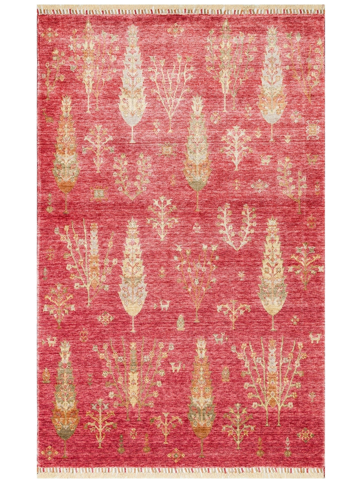 Oushak Carnaval Alfombra Uşak Moderna TENCEL™ 100% Natural, Fácil de Limpiar, Hecha a Mano 08 RED AUTUMN