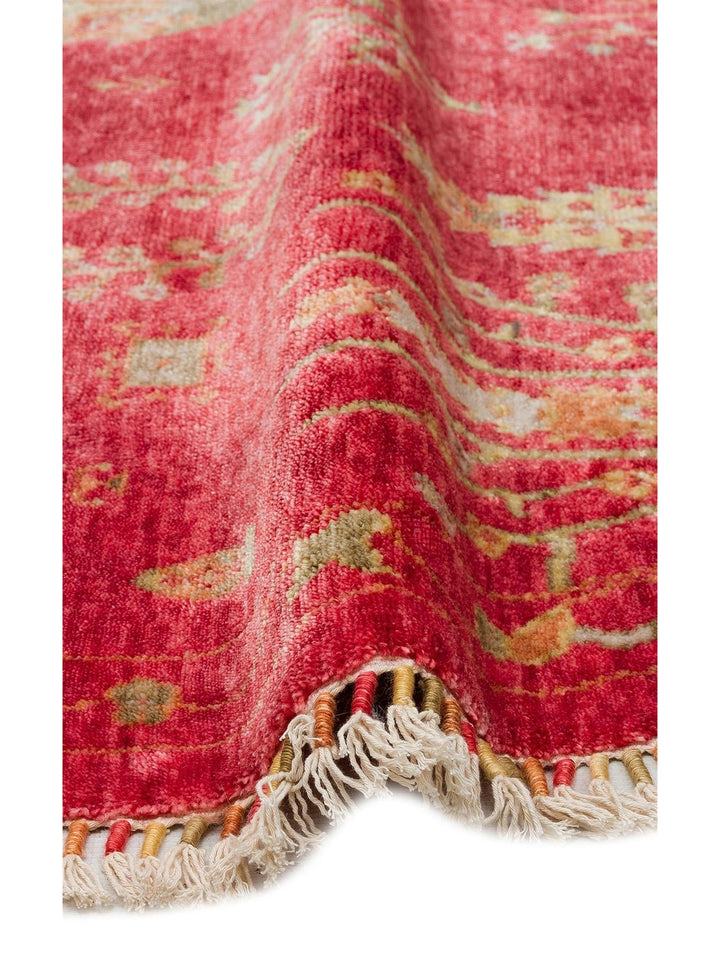 Oushak Carnaval Alfombra Uşak Moderna TENCEL™ 100% Natural, Fácil de Limpiar, Hecha a Mano 08 RED AUTUMN Q