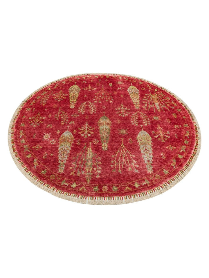 Oushak Carnaval Alfombra Uşak Moderna TENCEL™ 100% Natural, Fácil de Limpiar, Hecha a Mano 08 RED AUTUMN Q