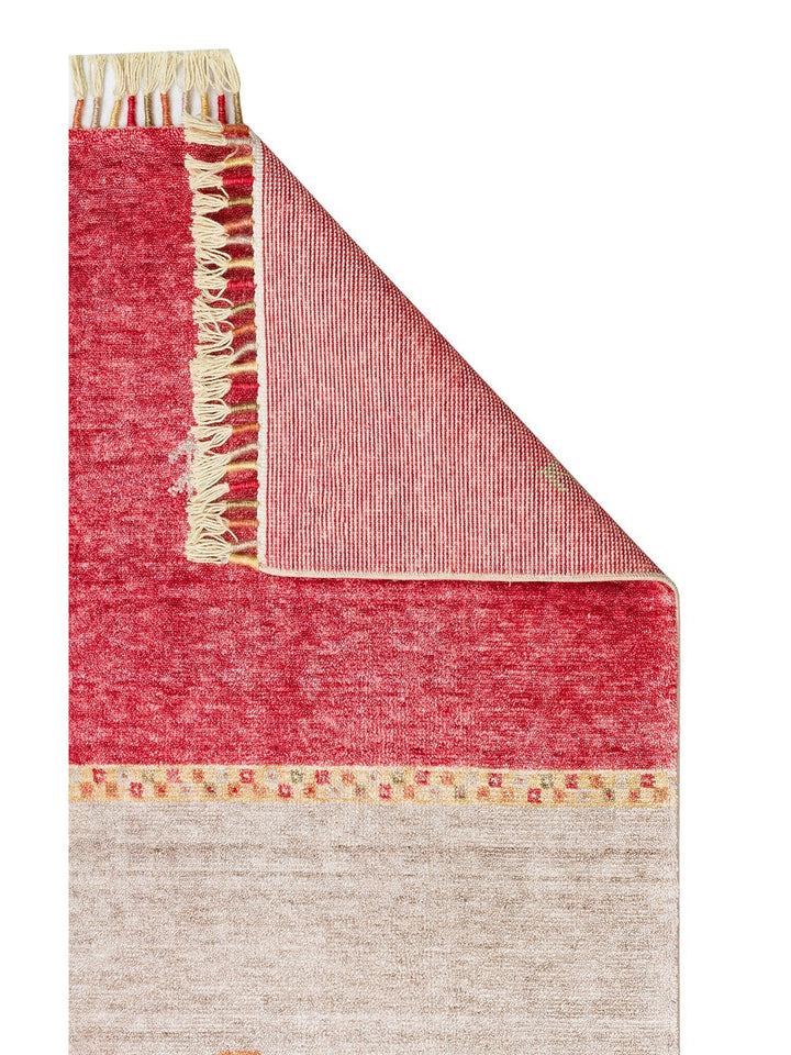 Oushak Carnaval Alfombra Uşak Moderna TENCEL™ 100% Natural, Fácil de Limpiar, Hecha a Mano 11 RED AUTUMN