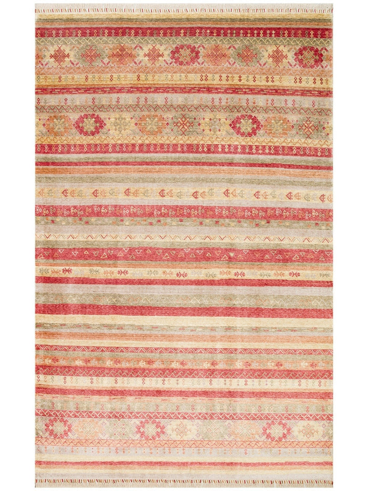 Oushak Carnaval Alfombra Uşak Moderna TENCEL™ 100% Natural, Fácil de Limpiar, Hecha a Mano 12 RED AUTUMN