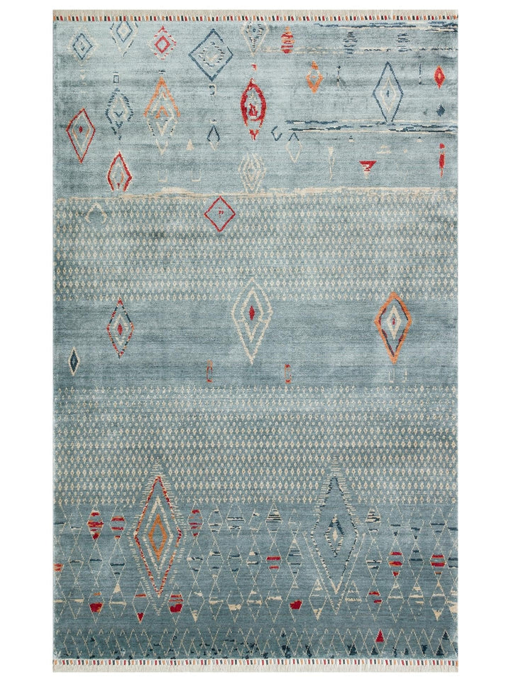 Oushak Carnaval Alfombra Uşak Moderna TENCEL™ 100% Natural, Fácil de Limpiar, Hecha a Mano 15 AQUA MULTY