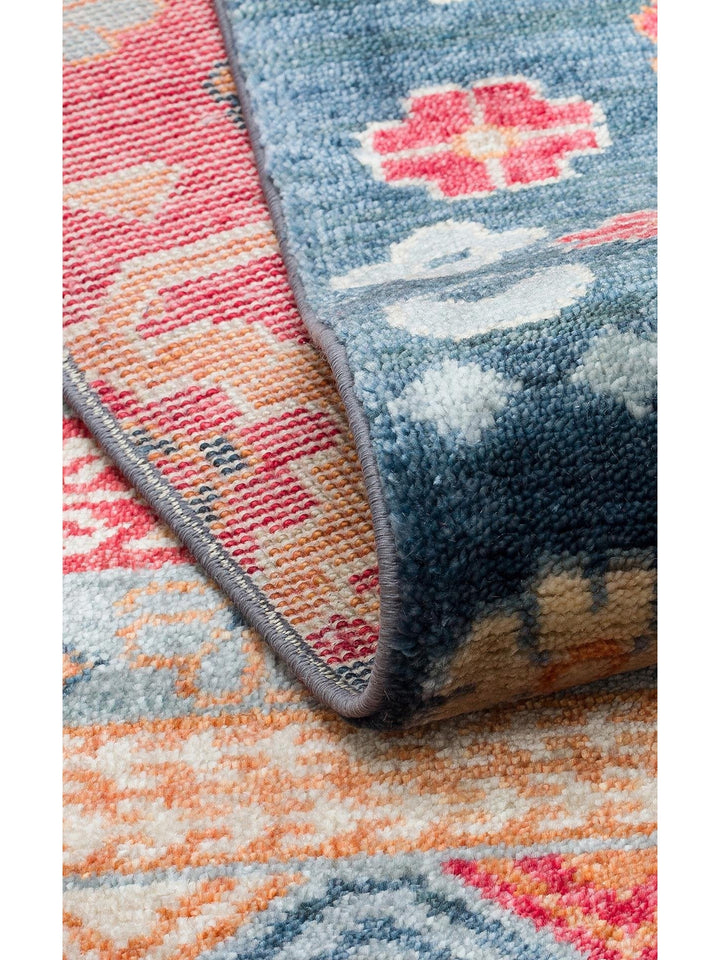 Oushak Carnaval 100% natural, fácil de limpiar, hecho a mano con TENCEL™ alfombra moderna Uşak 17 NAVY MULTY