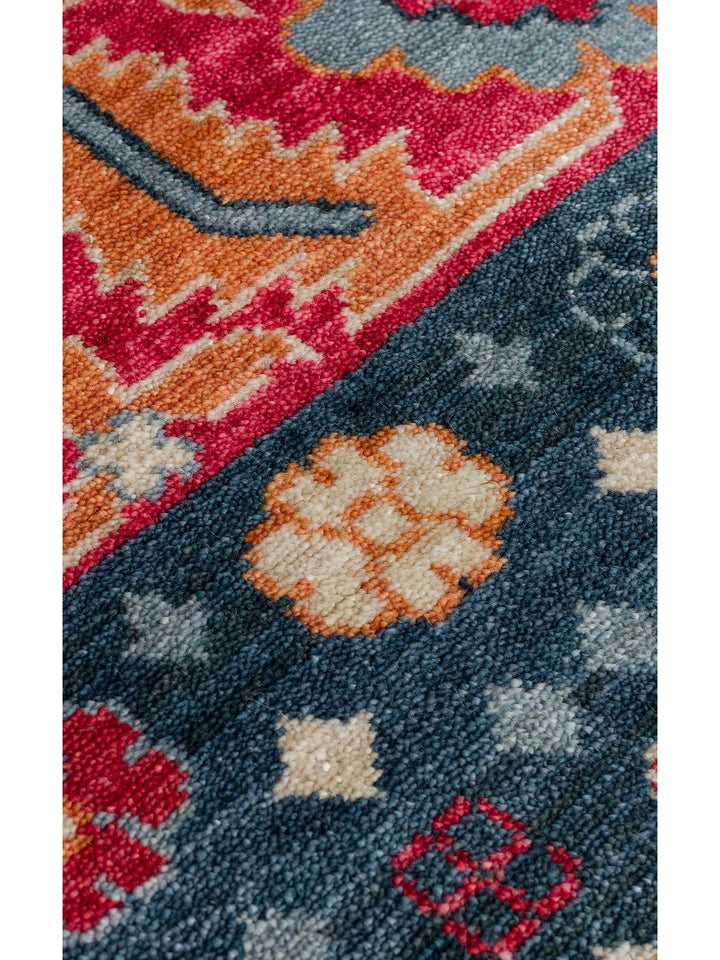 Oushak Carnaval 100% natural, fácil de limpiar, hecho a mano con TENCEL™ alfombra moderna Uşak 17 NAVY MULTY