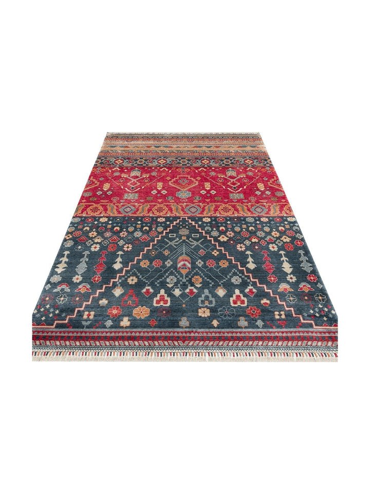 Oushak Carnaval 100% natural, fácil de limpiar, hecho a mano con TENCEL™ alfombra moderna Uşak 17 NAVY MULTY
