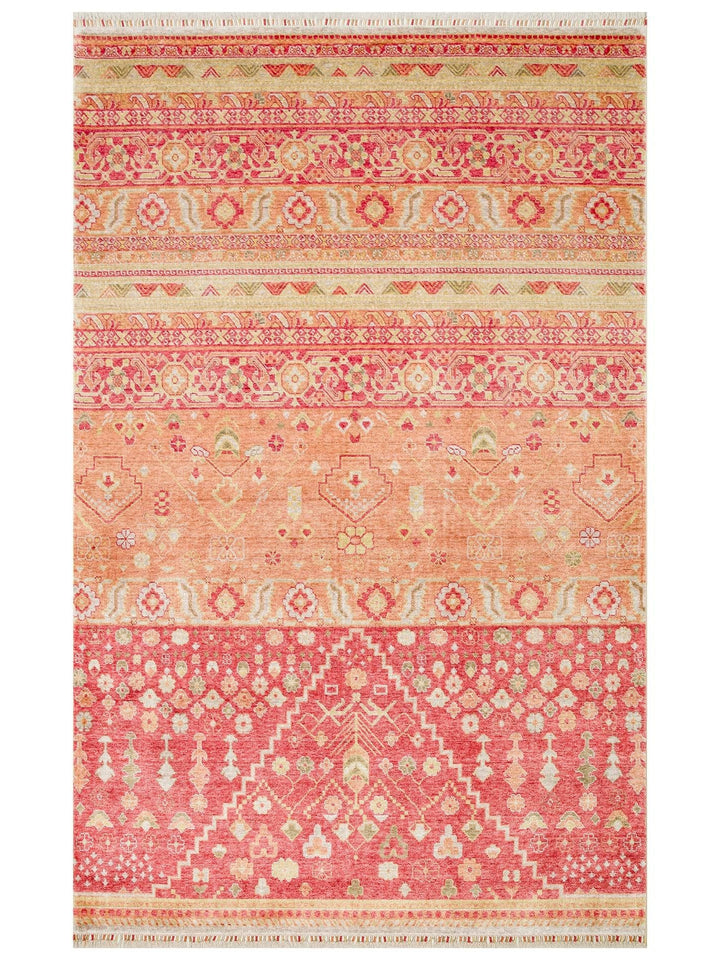 Oushak Carnaval 100% natural, fácil de limpiar, hecho a mano con TENCEL™ alfombra moderna Uşak 17 RED AUTUMN