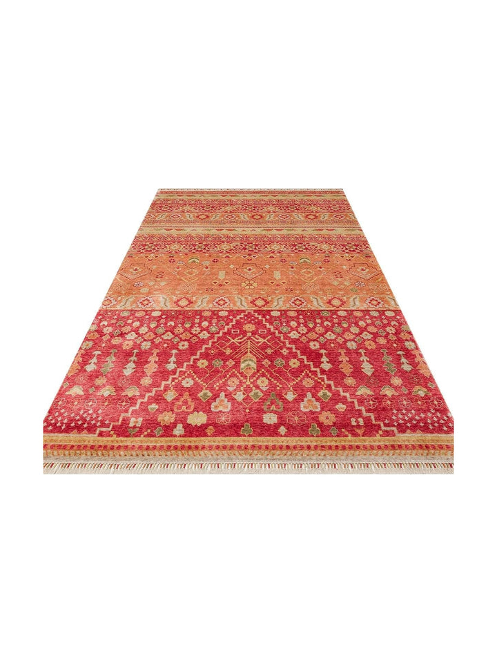 Oushak Carnaval 100% natural, fácil de limpiar, hecho a mano con TENCEL™ alfombra moderna Uşak 17 RED AUTUMN