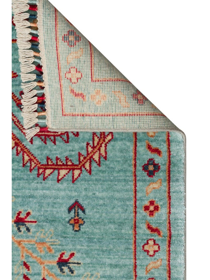 Oushak Carnaval alfombra moderna Uşak hecha a mano con TENCEL™ 100% natural, fácil de limpiar 22 TURQUOISE