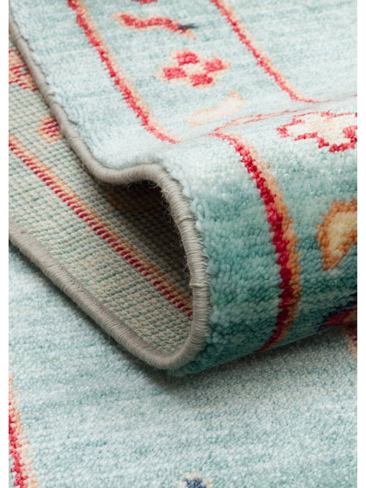 Oushak Carnaval alfombra moderna Uşak hecha a mano con TENCEL™ 100% natural, fácil de limpiar 22 TURQUOISE