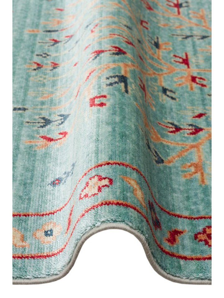 Oushak Carnaval alfombra moderna Uşak hecha a mano con TENCEL™ 100% natural, fácil de limpiar 22 TURQUOISE