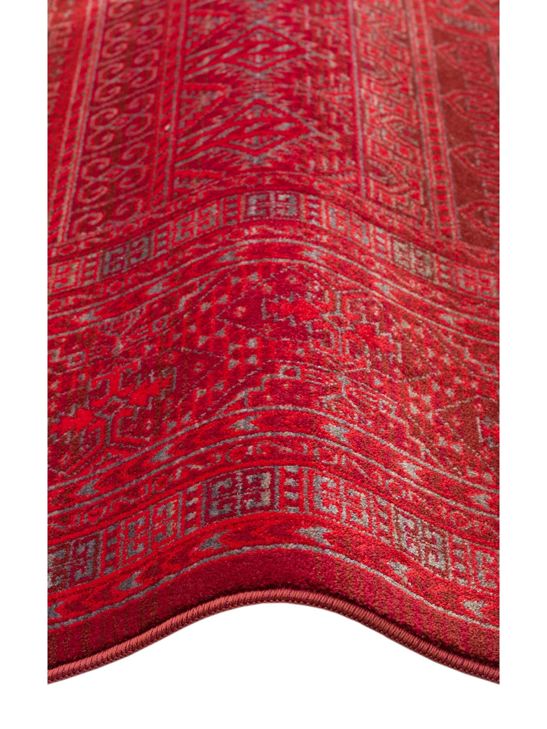 سلسلة نيل سجادة غرفة جلوس ومطبخ ملونة بأطراف مزخرفة بأشكال عرقية وحديثة 17 RED