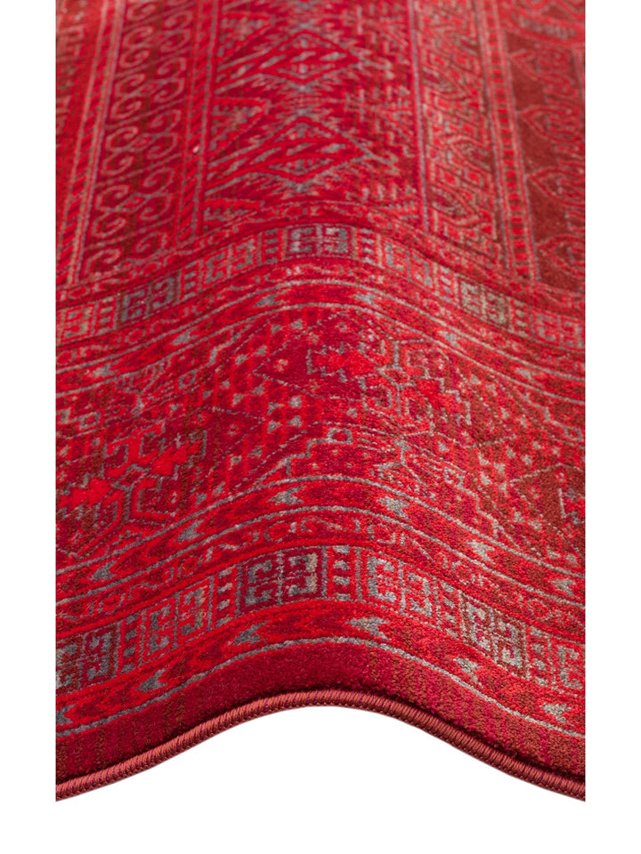 سلسلة نيل سجادة غرفة جلوس ومطبخ ملونة بأطراف مزخرفة بأشكال عرقية وحديثة 17 RED