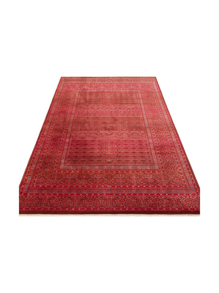 سلسلة نيل سجادة غرفة جلوس ومطبخ ملونة بأطراف مزخرفة بأشكال عرقية وحديثة 17 RED