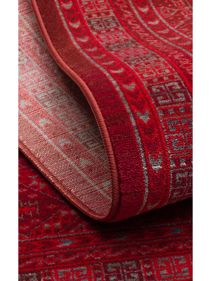 سلسلة نيل سجادة غرفة جلوس ومطبخ ملونة بأطراف مزخرفة بأشكال عرقية وحديثة 17 RED