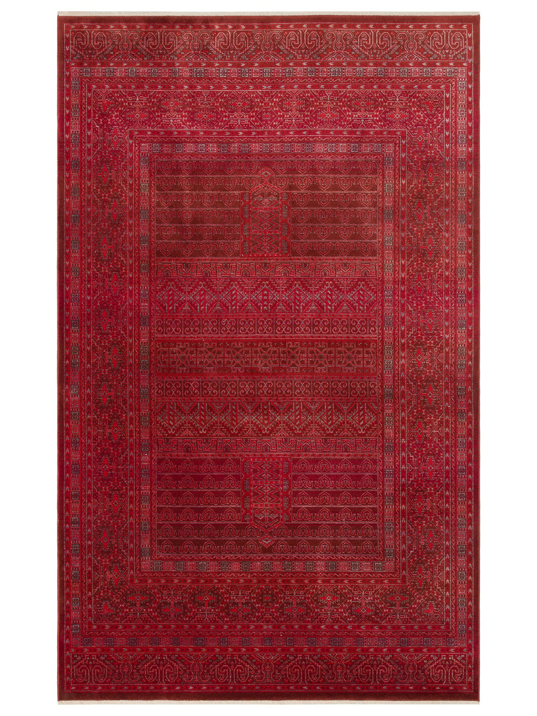سلسلة نيل سجادة غرفة جلوس ومطبخ ملونة بأطراف مزخرفة بأشكال عرقية وحديثة 17 RED