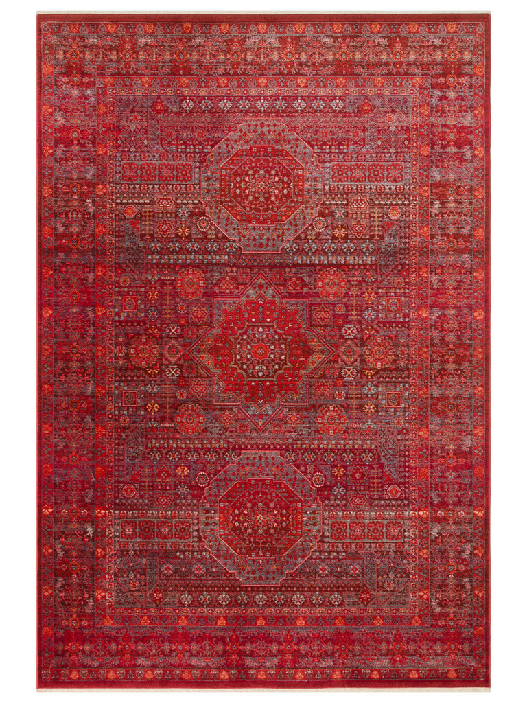 سلسلة نيل سجادة غرفة جلوس ومطبخ ملونة بأطراف مزخرفة بأشكال عرقية وحديثة 20 RED