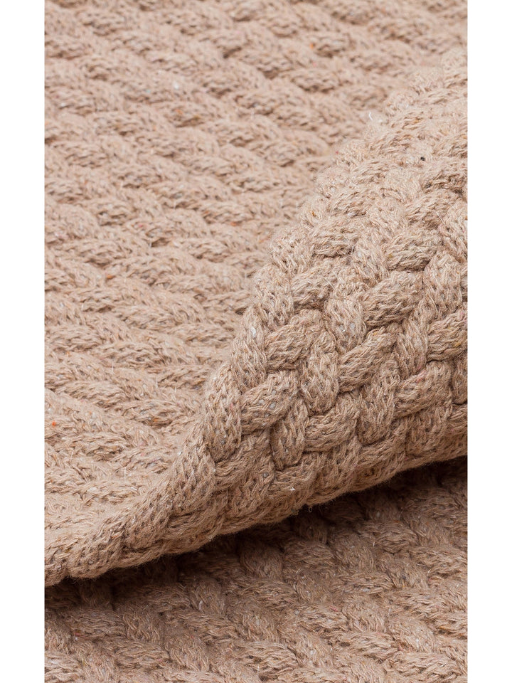 Cancun Renkli Jüt Görünümlü Hasır Örgü Halı 18 BEIGE Q - Carpetdocia