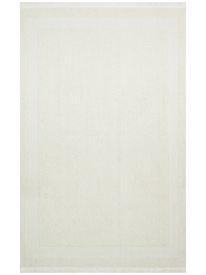 Comfy Modern Desenli Oturma Odası Koridor Antre Yatak Odası Örgü Dokuma Halı 05 CREAM - Carpetdocia