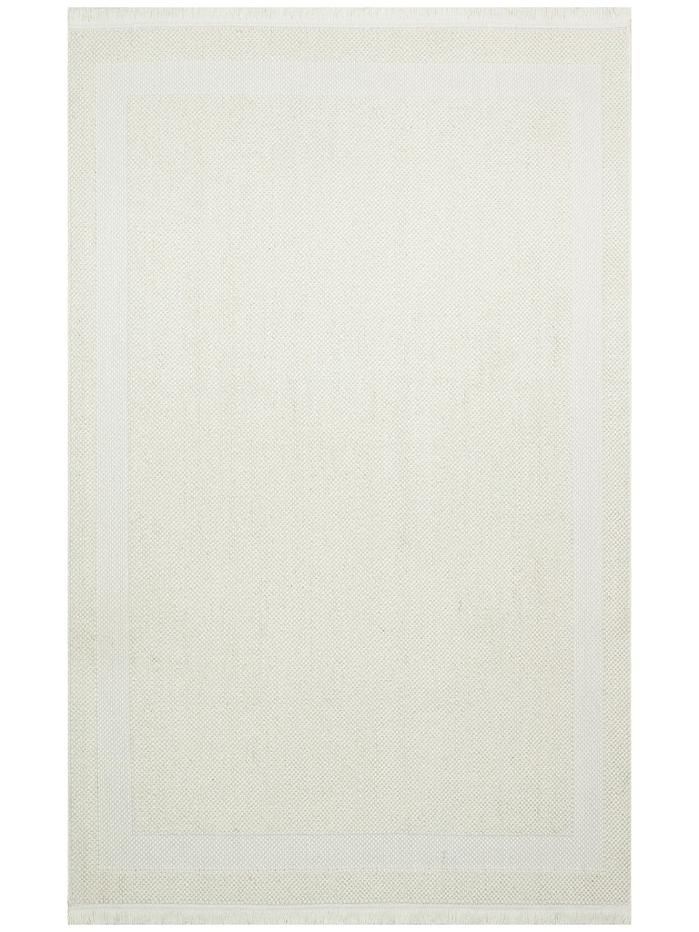 Comfy Modern Patterned Living Room Hallway Entrance Bedroom Knitted Carpet 05 CREAM