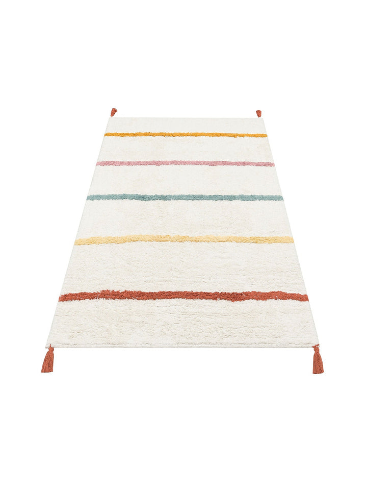 Cotton Baby %100 Naturel Pamuk Yıkanabilir Kaymaz Tabanlı Bebek Halısı 01 MULTY XW - Carpetdocia