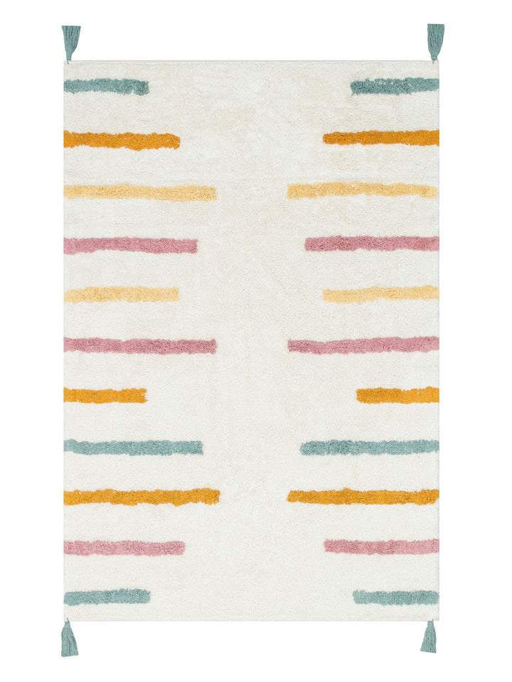 Cotton Baby %100 Naturel Pamuk Yıkanabilir Kaymaz Tabanlı Bebek Halısı 03 MULTY XW - Carpetdocia