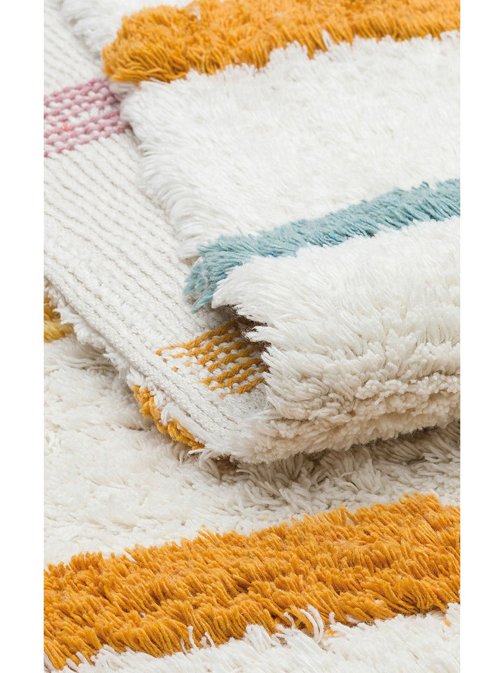 Cotton Baby %100 Naturel Pamuk Yıkanabilir Kaymaz Tabanlı Bebek Halısı 03 MULTY XW - Carpetdocia