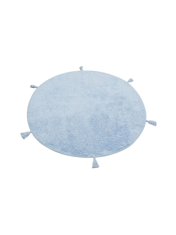 Cotton Baby %100 Naturel Pamuk Yıkanabilir Kaymaz Tabanlı Bebek Halısı PLAIN BLUE Q - Carpetdocia