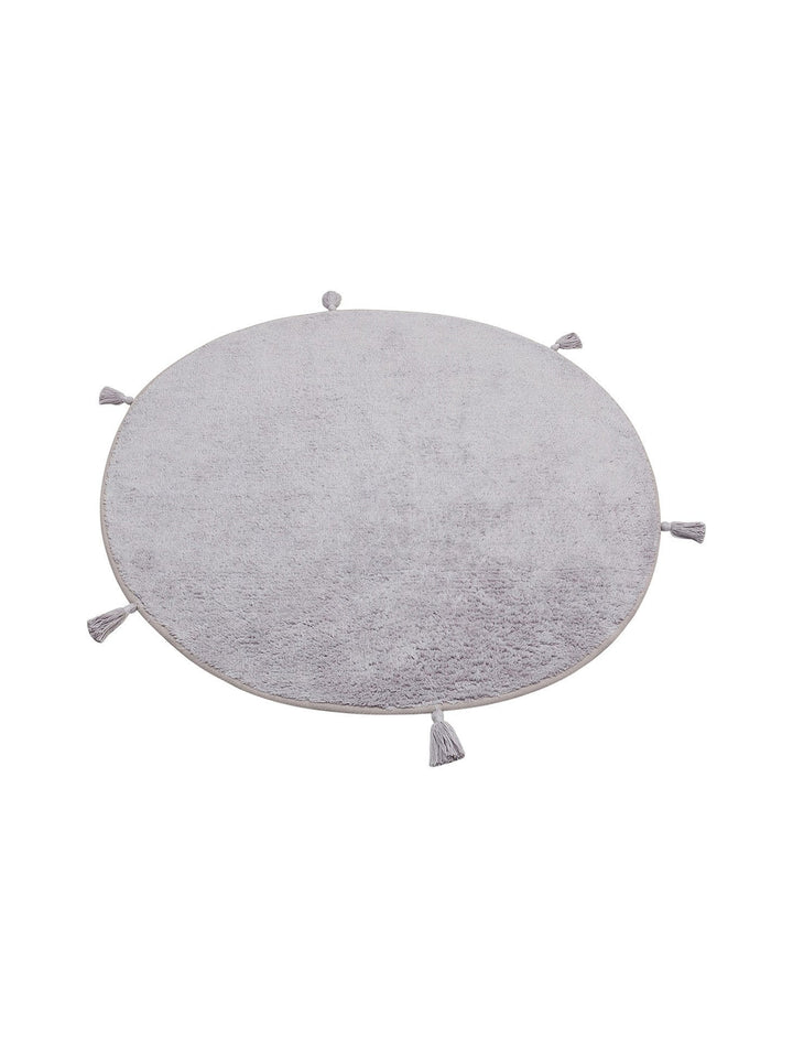 Cotton Baby %100 Naturel Pamuk Yıkanabilir Kaymaz Tabanlı Bebek Halısı PLAIN GREY Q - Carpetdocia