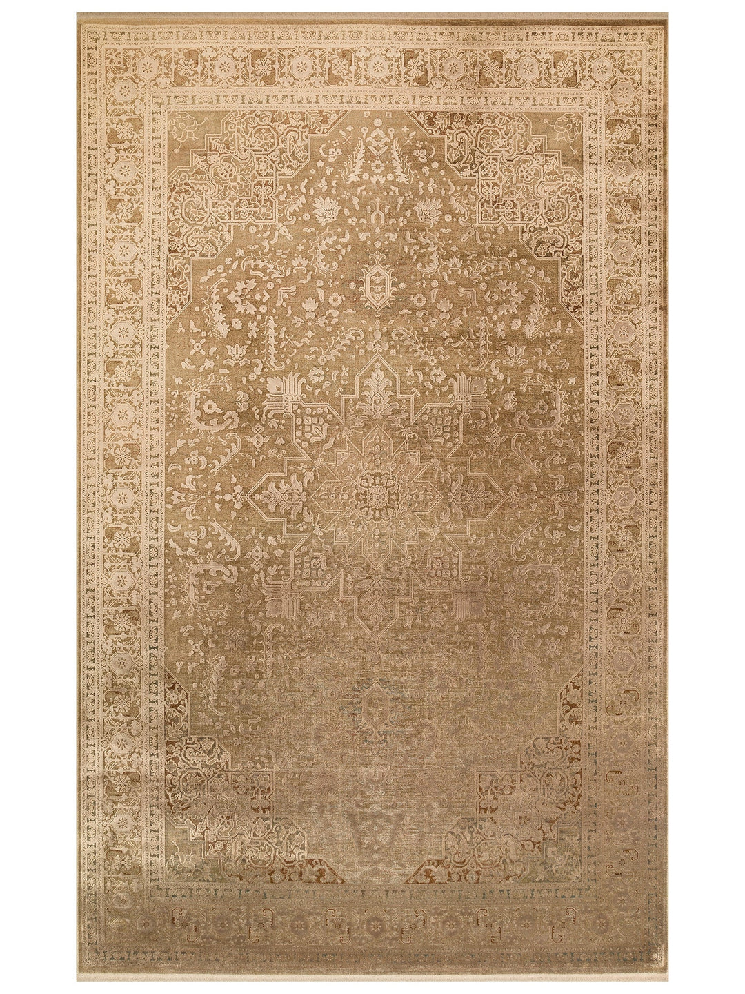 Golden Serisi %100 Naturel Yumuşak Dokulu Vintage Esintilere Sahip Sık Dokuma Salon Halısı 02 BRONZE - Carpetdocia