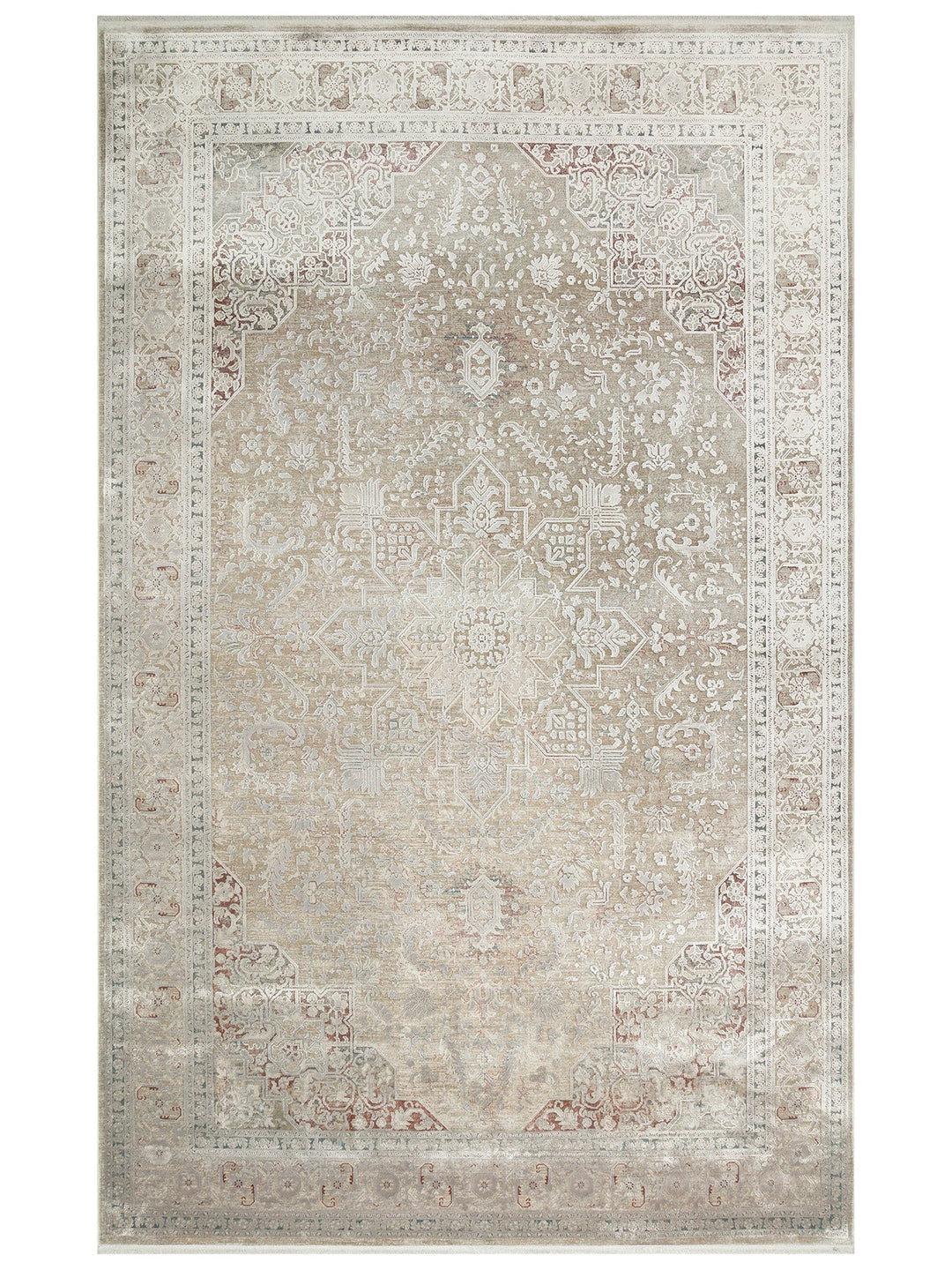 Golden Serisi %100 Naturel Yumuşak Dokulu Vintage Esintilere Sahip Sık Dokuma Salon Halısı 02 GREY - Carpetdocia